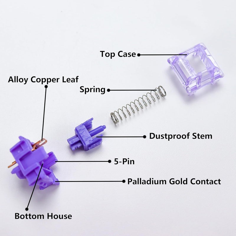 YMKPVR KBDiy Asura Keyboard Switch for Gaming Mechanical Gaming Keyboard KIT Purple Factory Lubed Custom DIY 5Pins Tactile Switch(35pcs) - Image 5